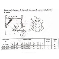 Фильтр магнитный сетчатый Y-образный чугун Ду 150 Ру16 фл ФМФ Луидор