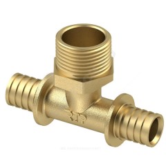 Тройник для PE-X/PE-RT труб аксиальный латунь Дн 16х1/2" НР RTP (РосТурПласт) 29320