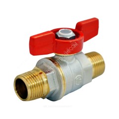 Кран шаровой латунь никель R913 Ду 25 Ру35 НР полнопроходной бабочка красная шар DADO Giacomini R913X025
