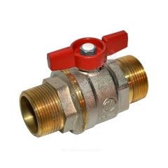 Кран шаровой латунь никель R913 Ду 25 Ру35 НР полнопроходной бабочка красная шар DADO Giacomini R913X025