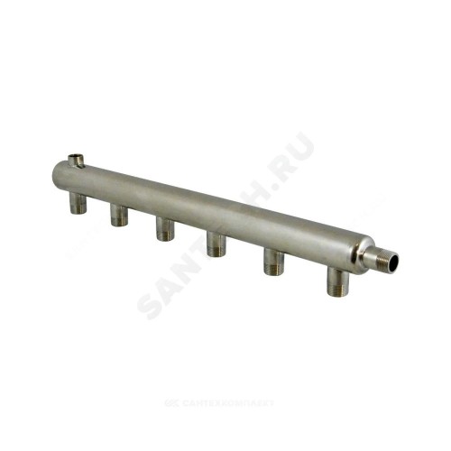 Коллектор нержавеющая сталь Ду 50 1 1/2" НР на 8 вых 1/2" НР м/о 150мм Элит-Металл 9326