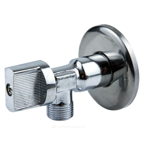Кран шаровой латунный бытовой хром угловой 1043 G1/2"х3/8" Ру10 НР переходной бабочка с отражателем Aquasfera 1043-01