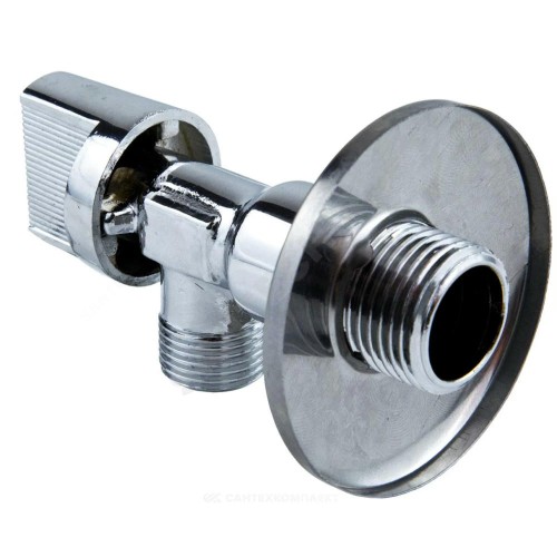 Кран шаровой латунный бытовой хром угловой 1043 G1/2"х3/8" Ру10 НР переходной бабочка с отражателем Aquasfera 1043-01