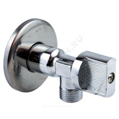 Кран шаровой латунный бытовой хром угловой 1043 G1/2" Ру10 НР бабочка с отражателем Aquasfera 1043-02