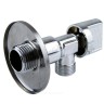 Кран шаровой латунный бытовой хром угловой 1043 G1/2" Ру10 НР бабочка с отражателем Aquasfera 1043-02