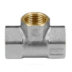Тройник латунь никель переходной Ду 32х25х32 (1 1/4"х1"х1 1/4") ВР/ВР 9008 ГОСТ 32585-2013 Aquasfera 9008-06
