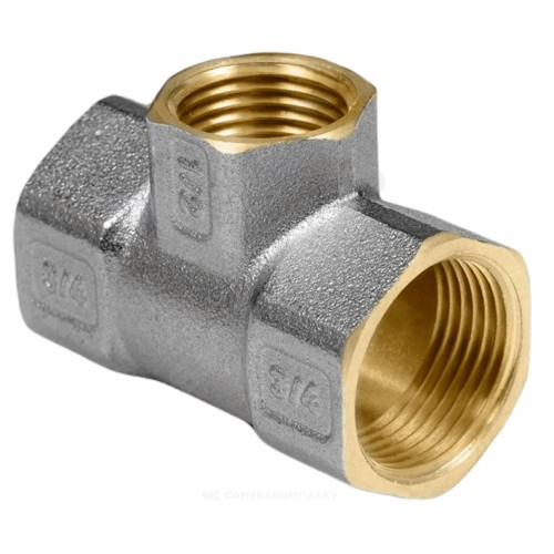 Тройник латунь никель переходной Ду 32х25х32 (1 1/4"х1"х1 1/4") ВР/ВР 9008 ГОСТ 32585-2013 Aquasfera 9008-06