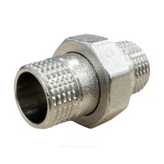 Соединитель латунь никель американка Ду 15 (1/2") прямой НР/НР SantechSystems