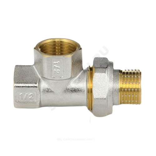 Тройник латунь никель Ду 15 (1/2") ВР/ВР/нак/гайка 9030 ГОСТ 32585-2013 Aquasfera 9030-01
