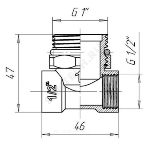 Тройник коллекторный латунь 1"х1/2"х1/2" Апогей 340001